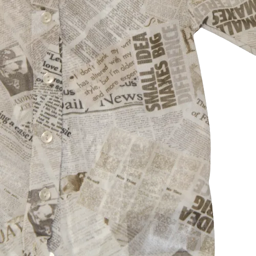 Long Sleeve Newspaper Mesh Shirt