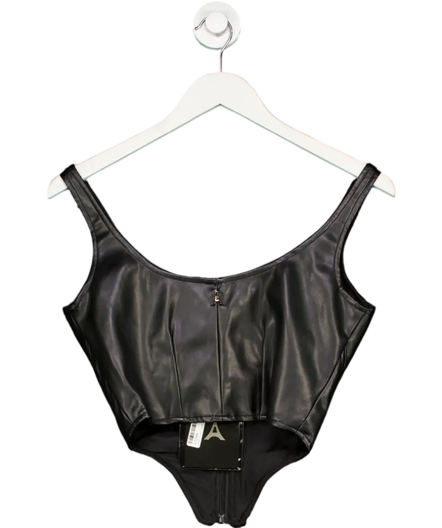 maniere de voir Black Leather Look Corset Top UK 8