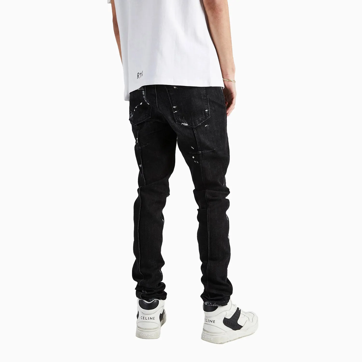 Men's Clayton Distressed Charcoal Paint Denim Pant