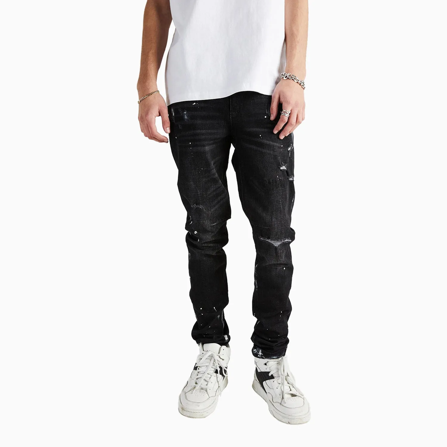 Men's Clayton Distressed Charcoal Paint Denim Pant