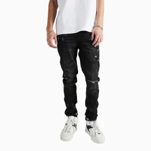 Men's Clayton Distressed Charcoal Paint Denim Pant
