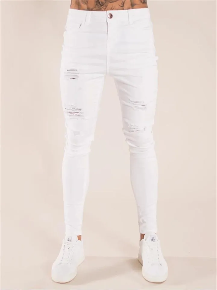 Men’s Skinny Fit Washed Ripped Jeans