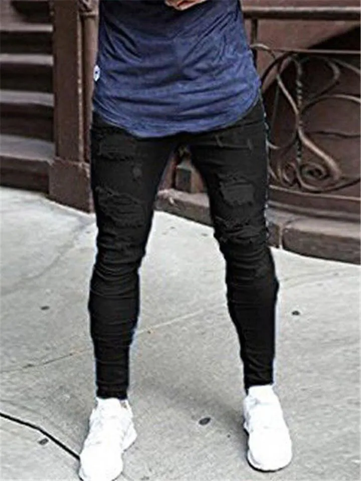 Men’s Skinny Fit Washed Ripped Jeans