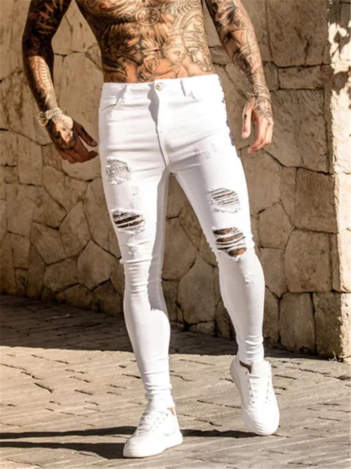 Men’s Skinny Fit Washed Ripped Jeans