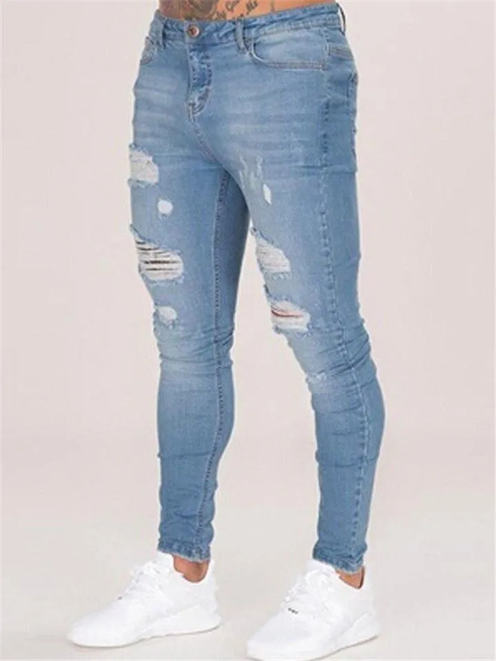 Men’s Skinny Fit Washed Ripped Jeans