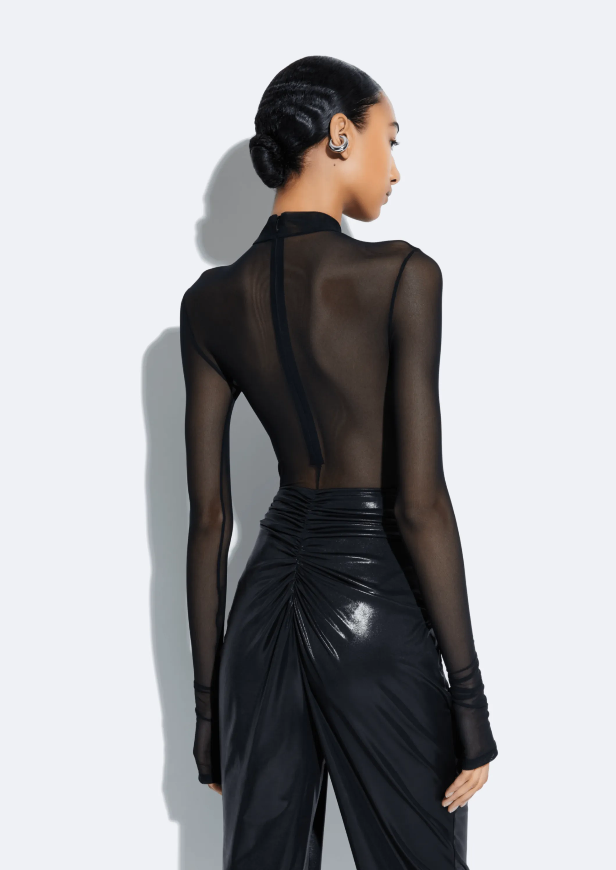 Mesh Mock Neck Bodysuit
