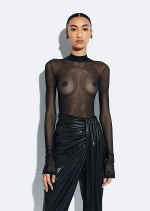 Mesh Mock Neck Bodysuit