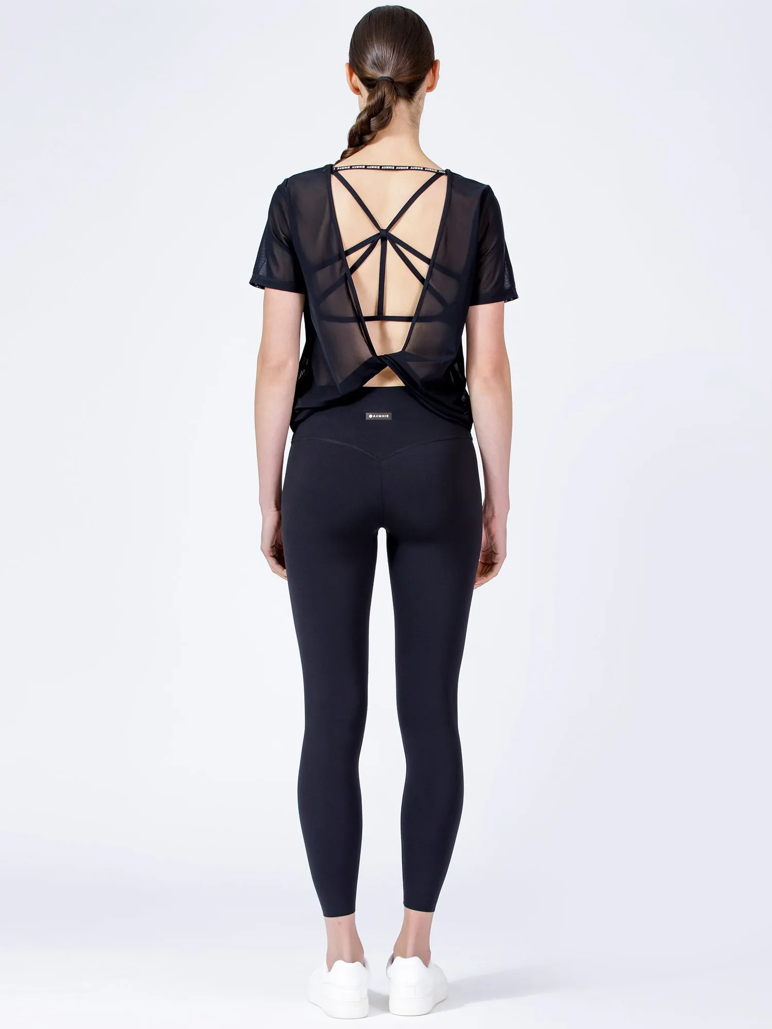 MESH TWIST TEE, BLACK MESH