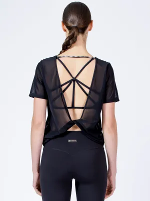 MESH TWIST TEE, BLACK MESH