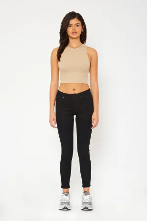 Mid-rise black  leopard print skinny pants