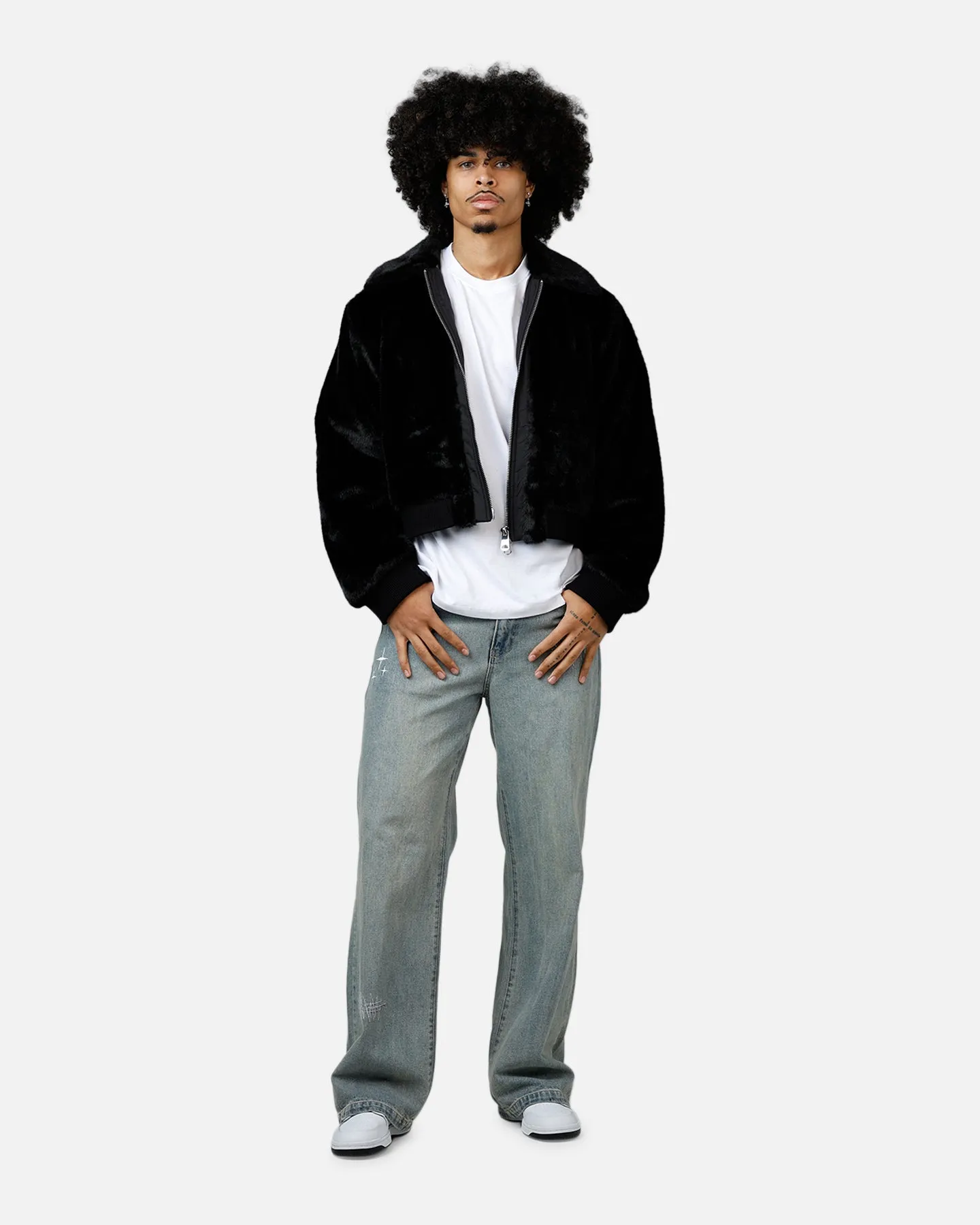 MNML Night Wolf Faux Jacket Black