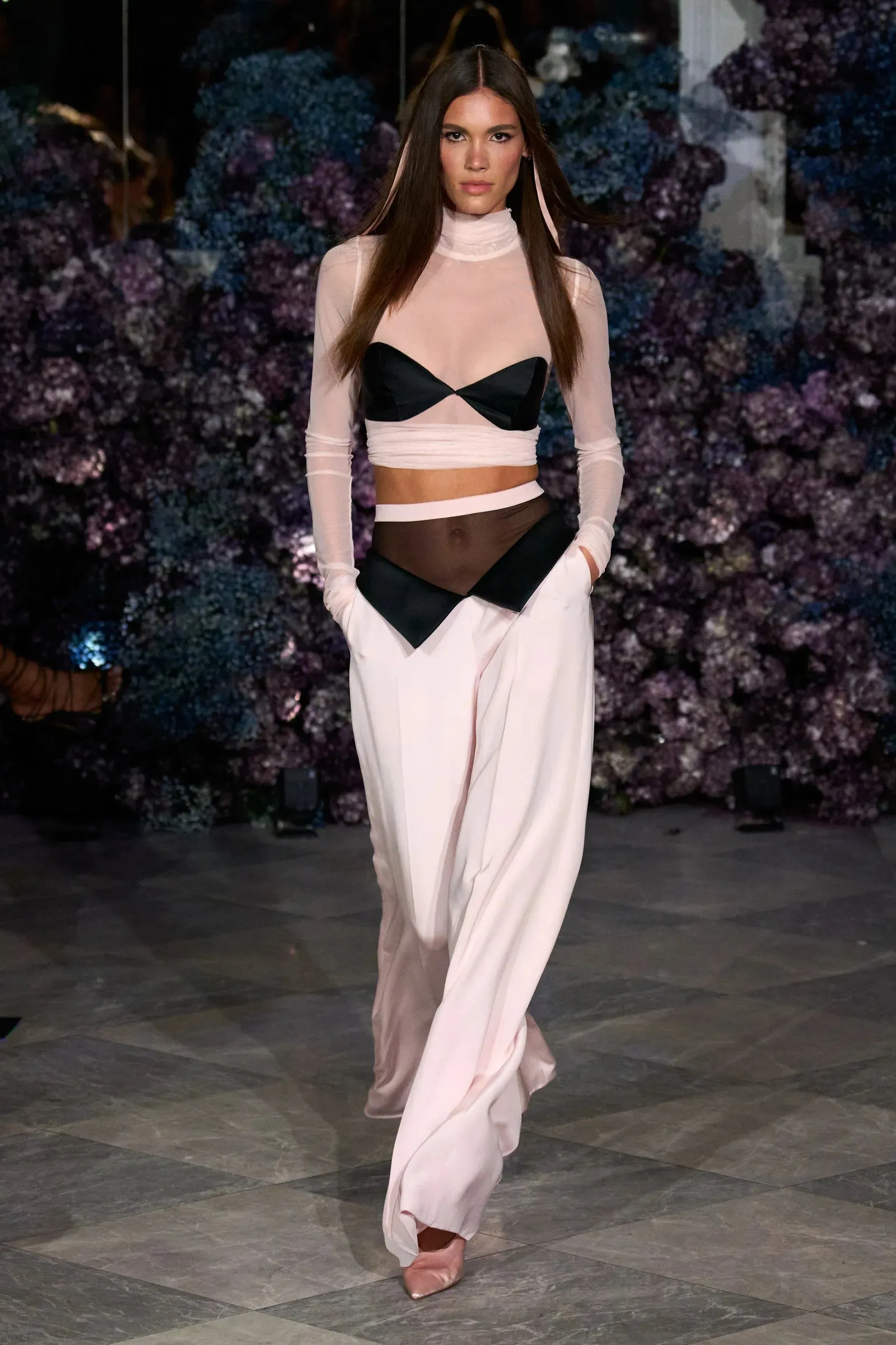 Mock Neck Mesh Top