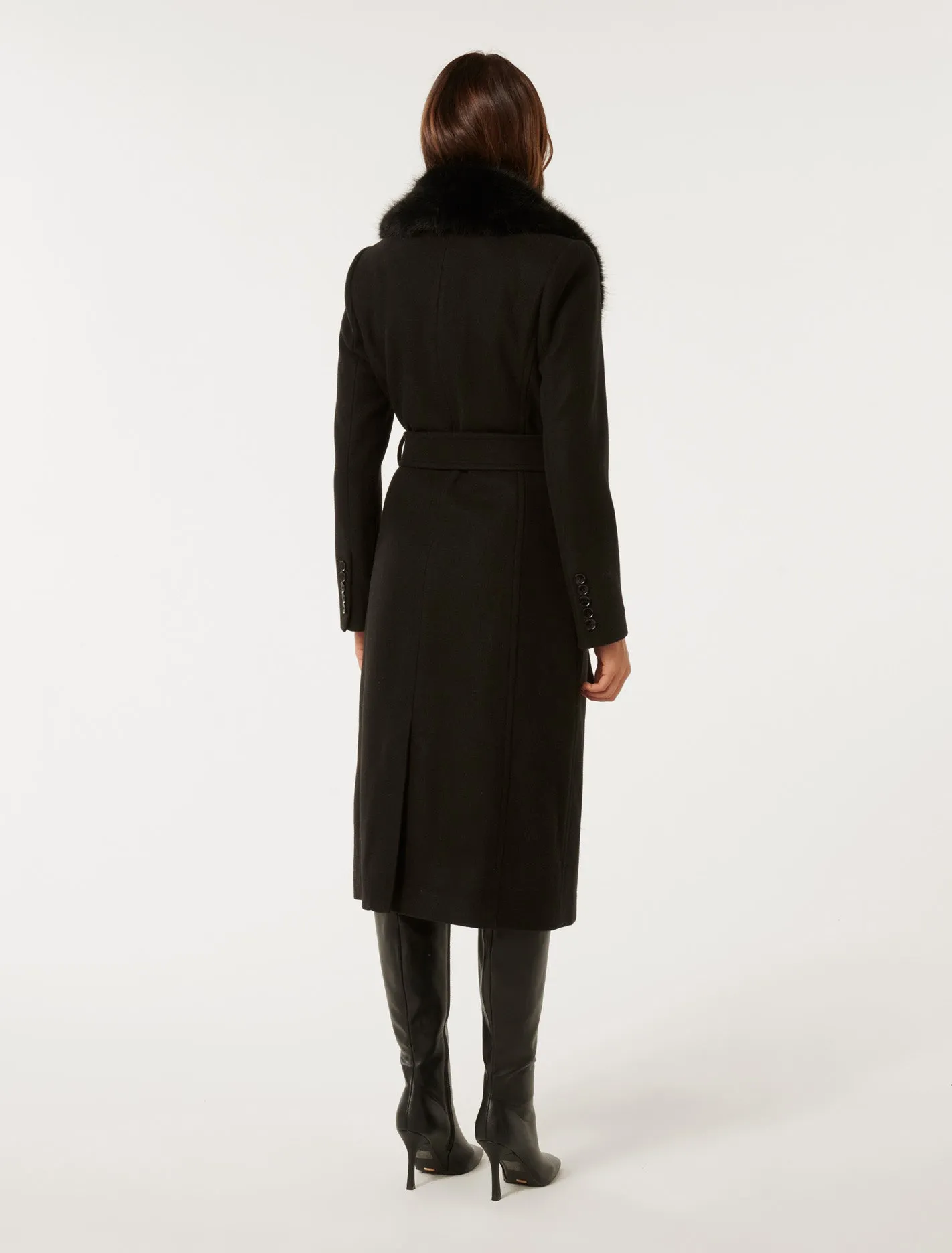 Monica Fur Collar Wrap Coat
