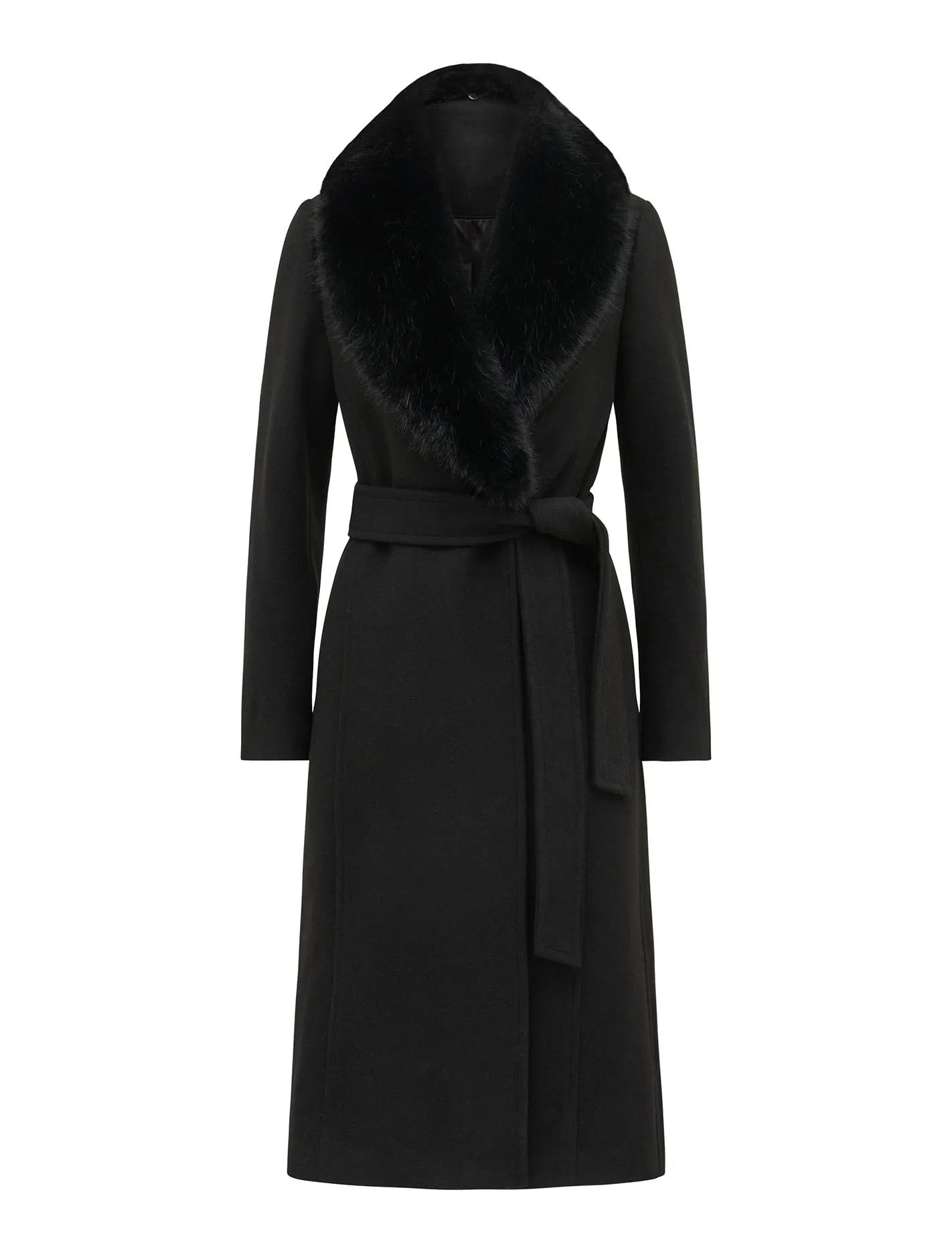 Monica Fur Collar Wrap Coat