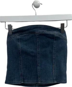 Motel Kaiha Denim Bandeau Corset Top In Blue Wash UK 10