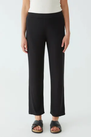 Movesgood Widdy pants sort bukse med strikk i livet, rette vide ben i bambuskvalitet