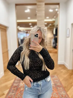 MS Leopard Black Mesh Top