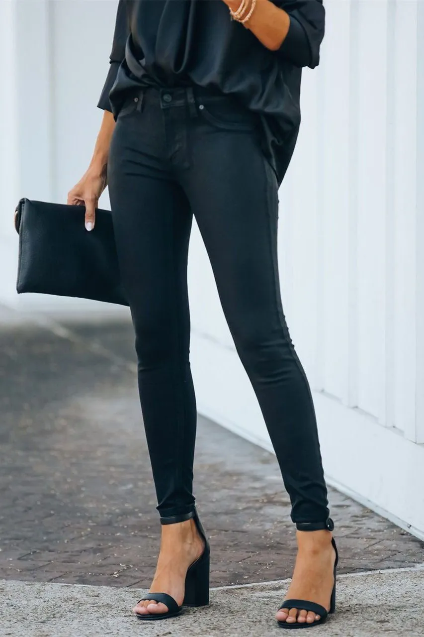 Night Out Mid Rise Coated Skinny