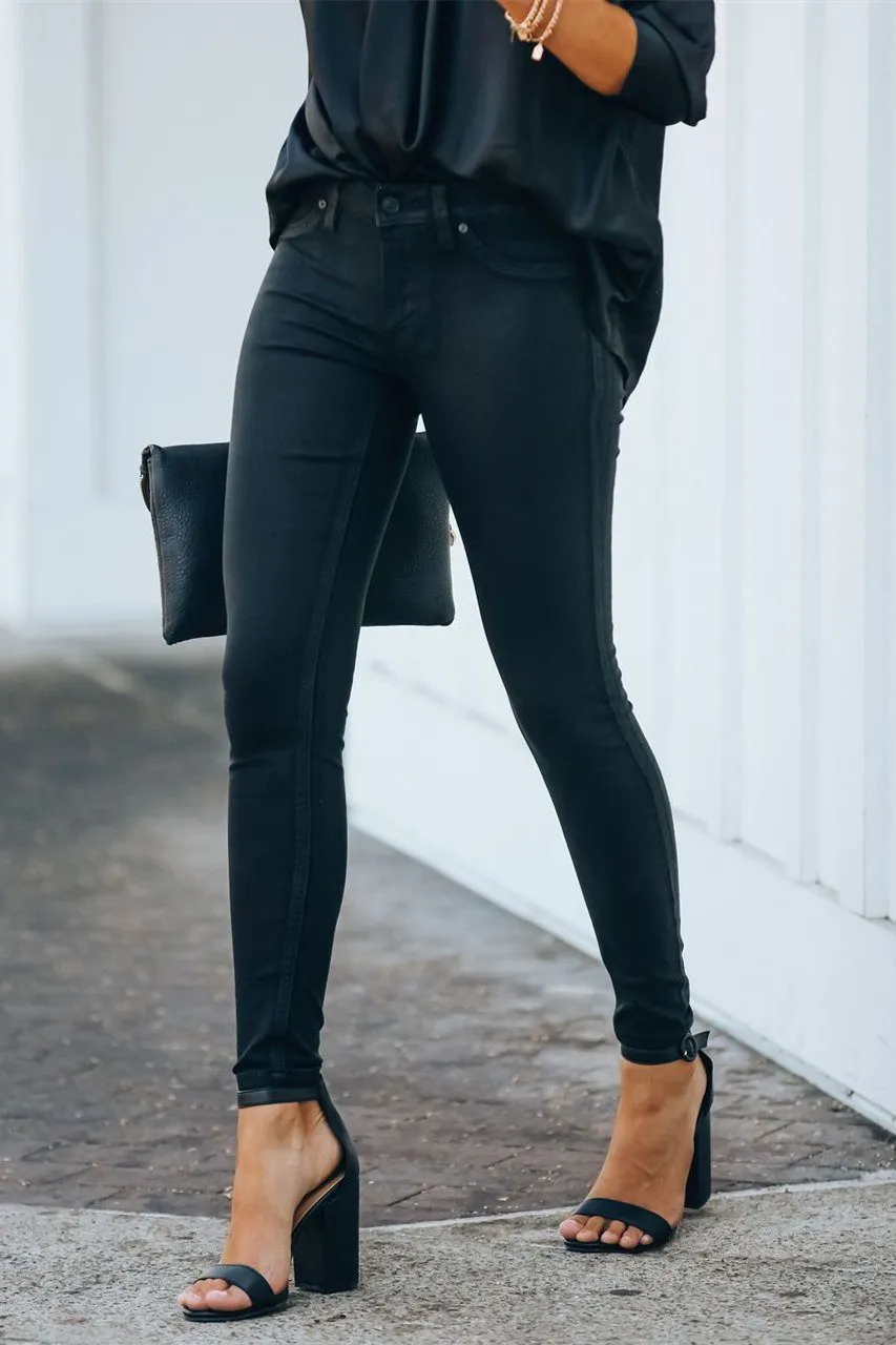 Night Out Mid Rise Coated Skinny