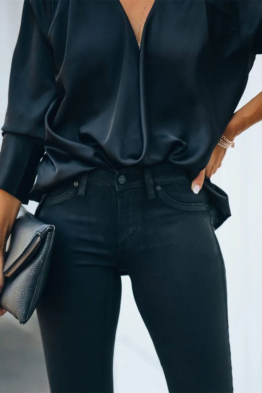 Night Out Mid Rise Coated Skinny