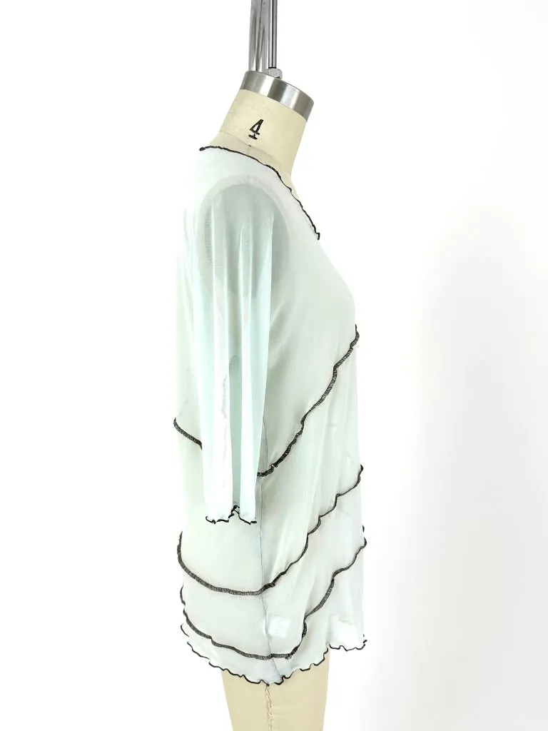 Nin Studio Mesh Lettuce Hem Top