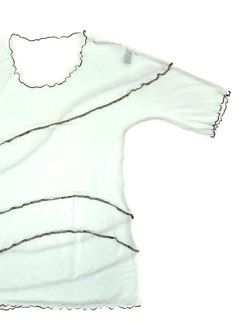 Nin Studio Mesh Lettuce Hem Top
