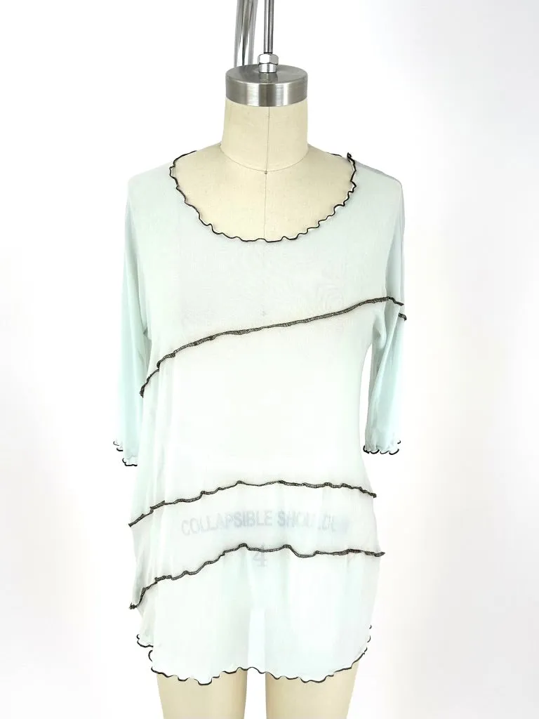 Nin Studio Mesh Lettuce Hem Top