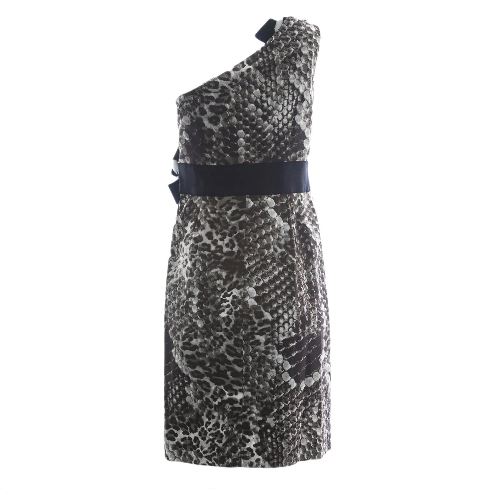 NUE by Shani Women's Grey Animal Print One Shoulder Dress S326 $290 NWT
