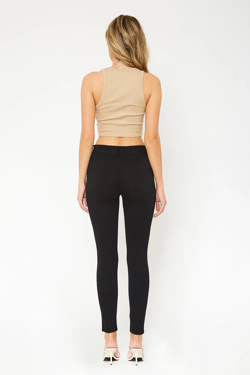 One button ponte black skinny pants
