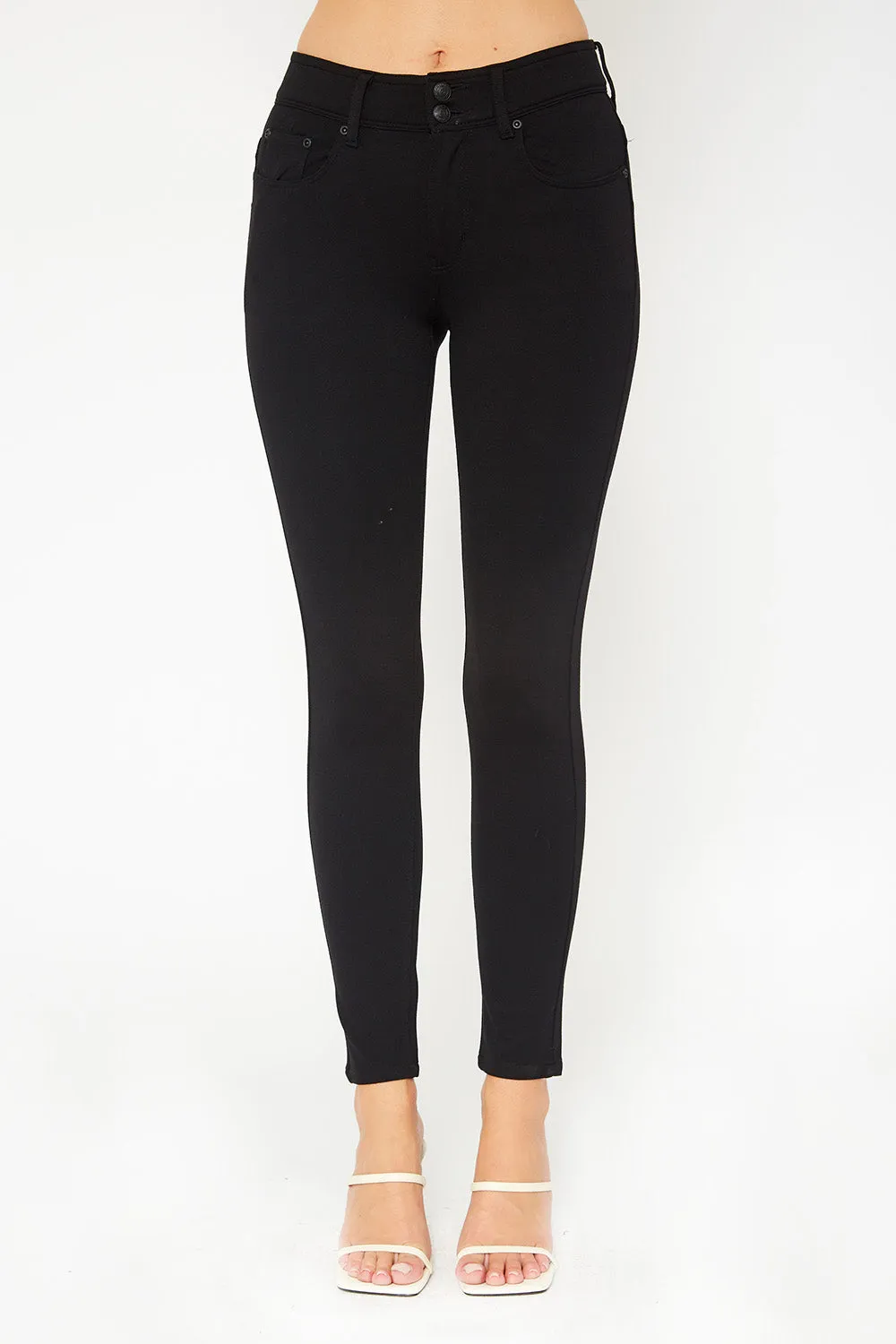 One button ponte black skinny pants