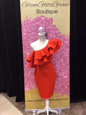 One Shoulder Ruffles Body-con Dress