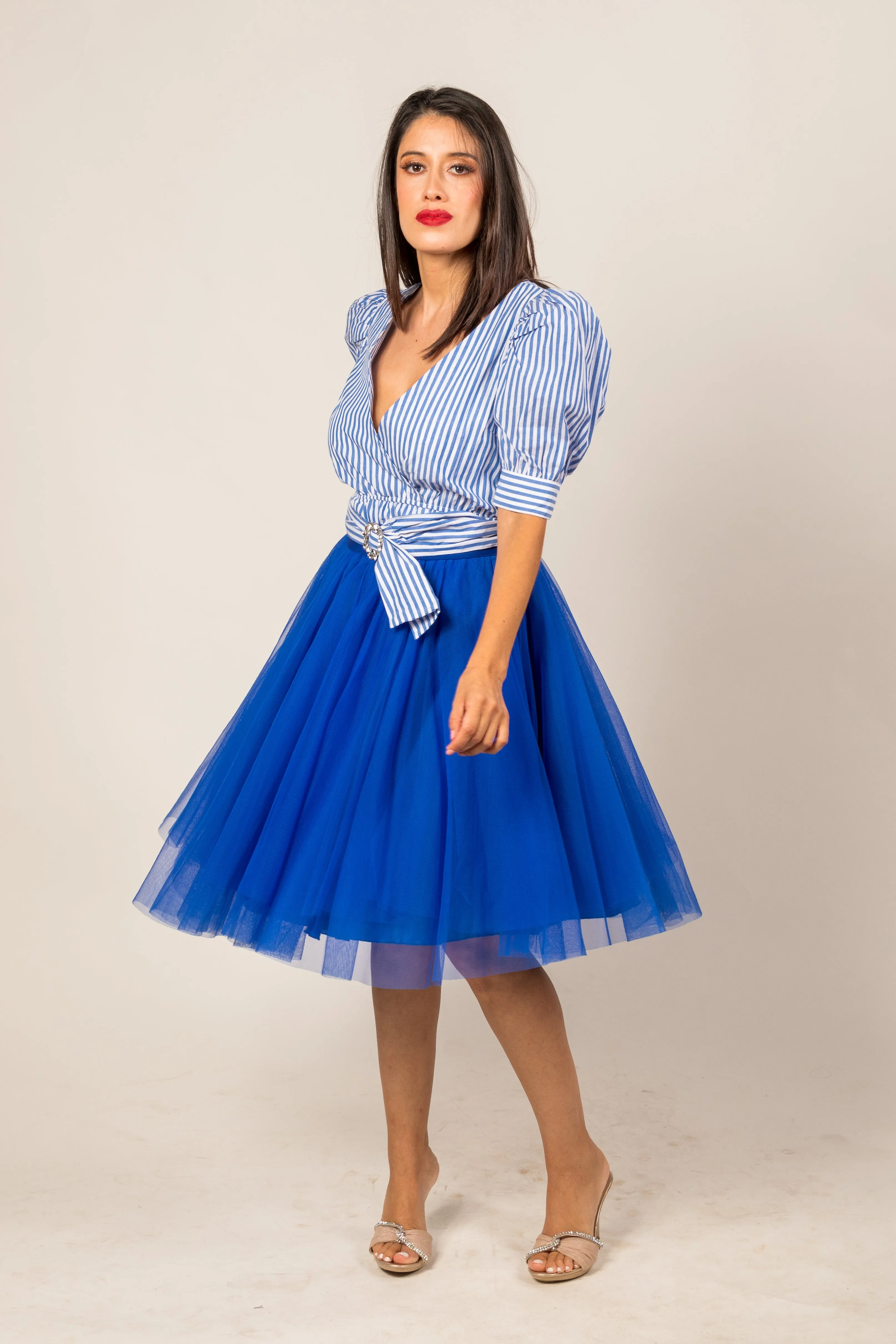 Over the Knee Electric Blue Tulle Skirt