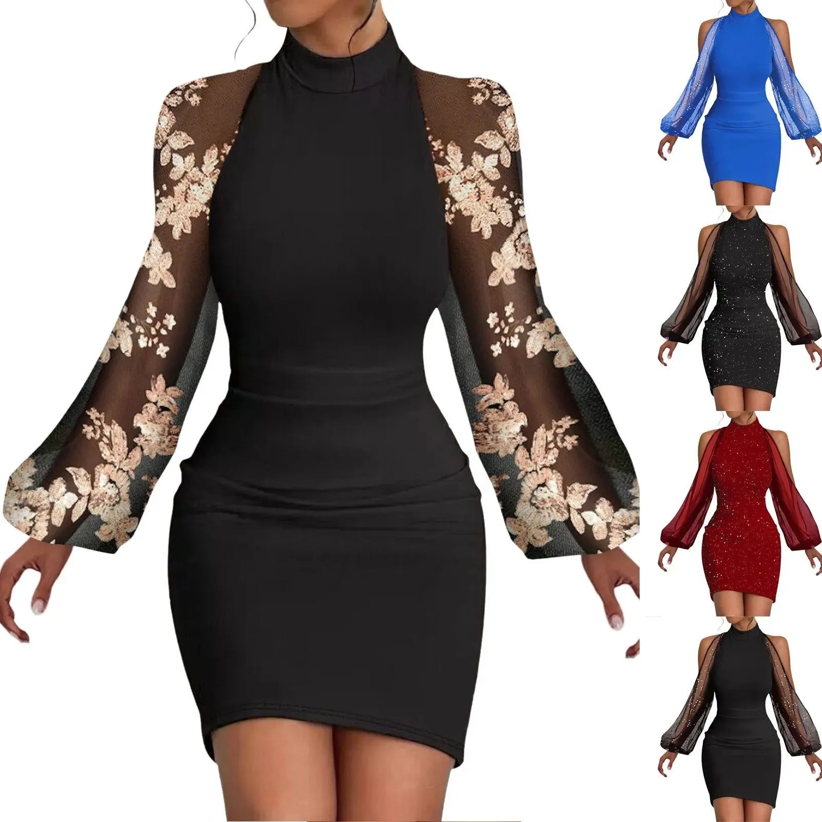Party Dresses For Women 2024 Solid Color Transparent Mesh Bodycon Dresses For Women Clubwear Holiday Dresses For Women Vestidos