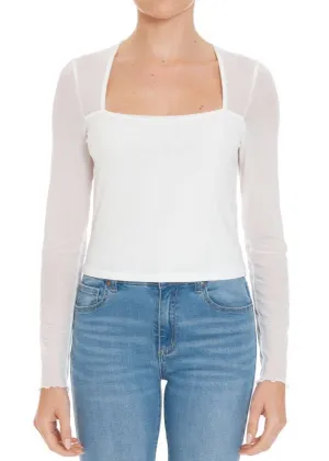 Petaluma Mesh Sleeve Square Neck Top