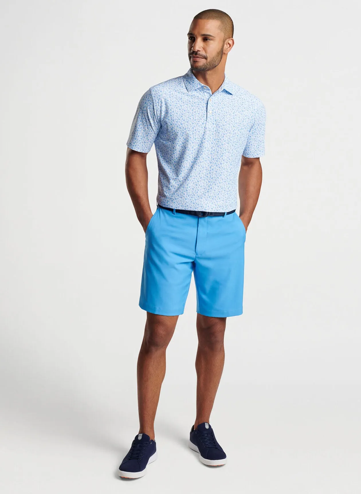 Peter Millar Mens Classic Fit Shuckin' Season Performance Mesh Polo - Sean Self - WHITE