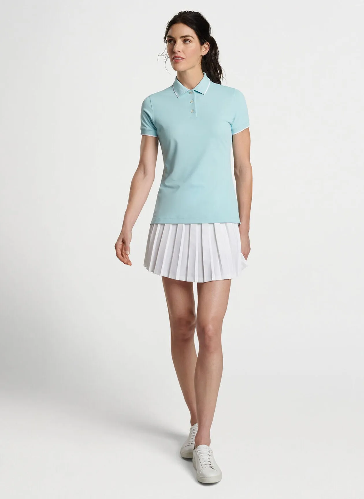Peter Millar Womens Whitworth Sport Mesh Polo - BLUE SPRUCE/WHITE