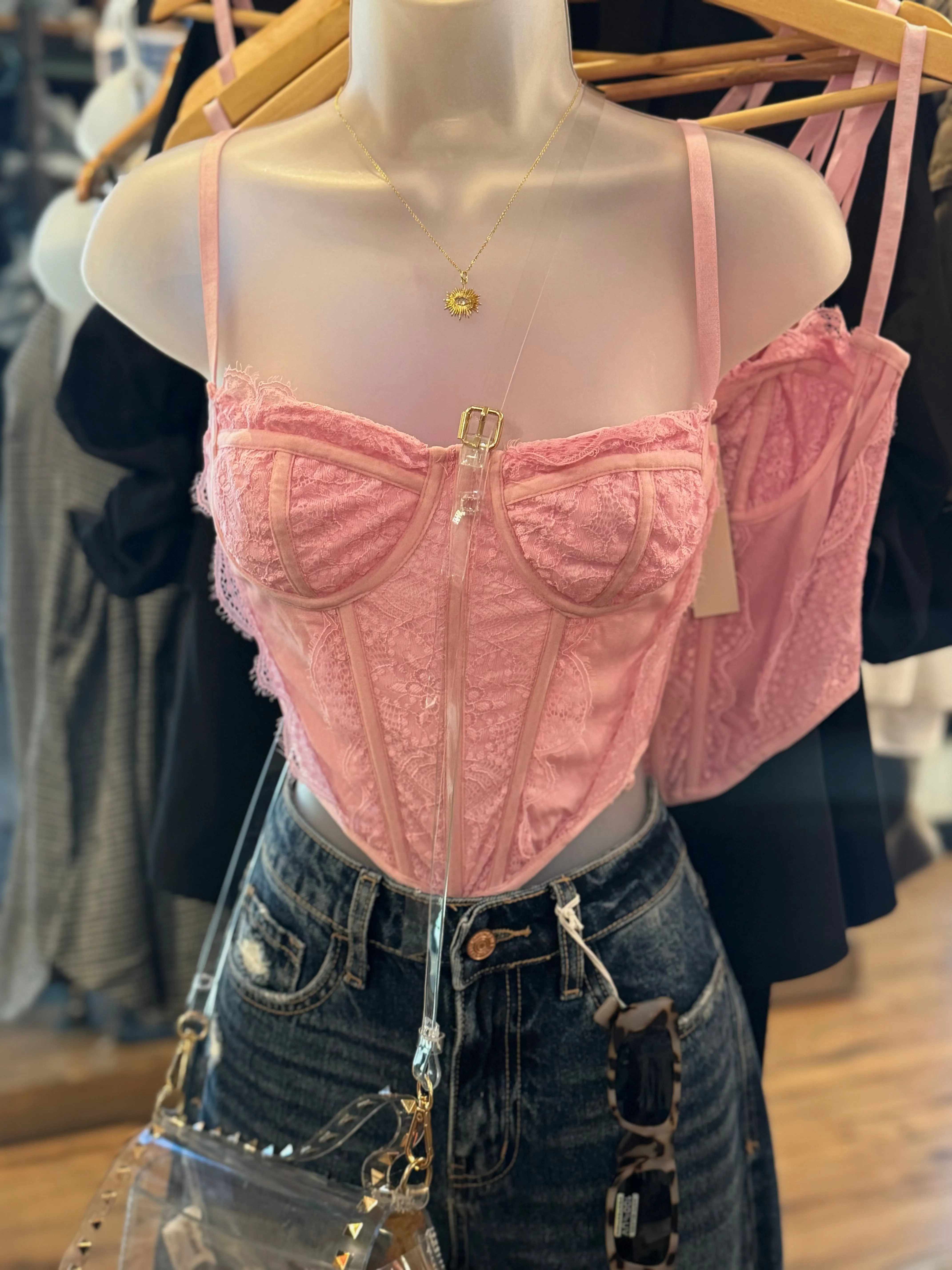 Pink Lace Corset Top