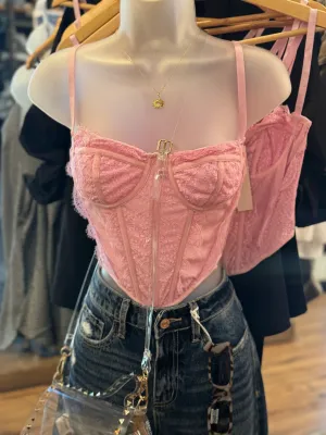 Pink Lace Corset Top