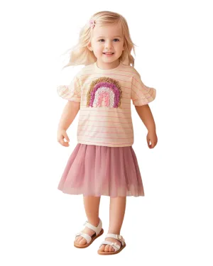 Pink T-Shirt and Tulle Skirt Outfit Set