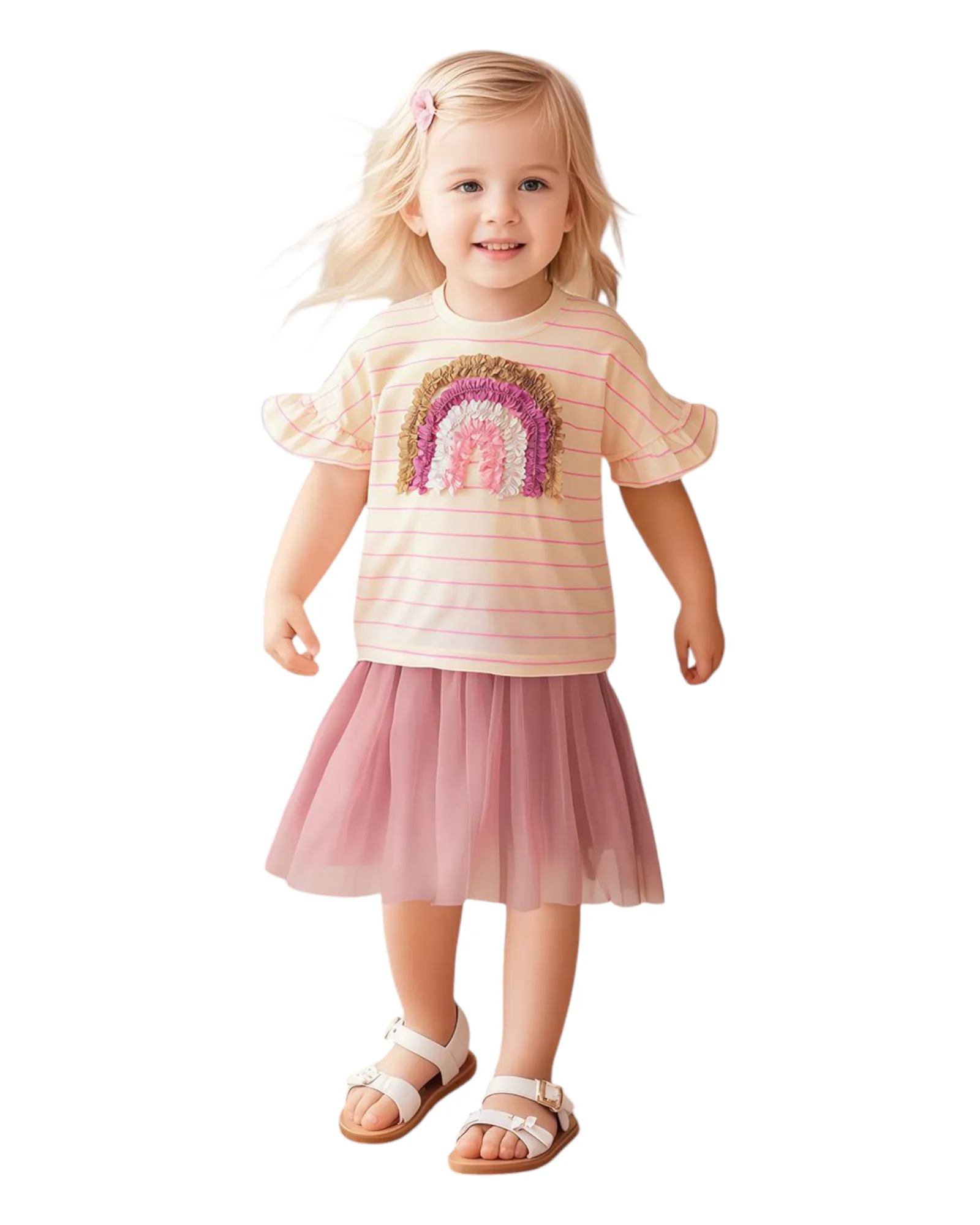 Pink T-Shirt and Tulle Skirt Outfit Set