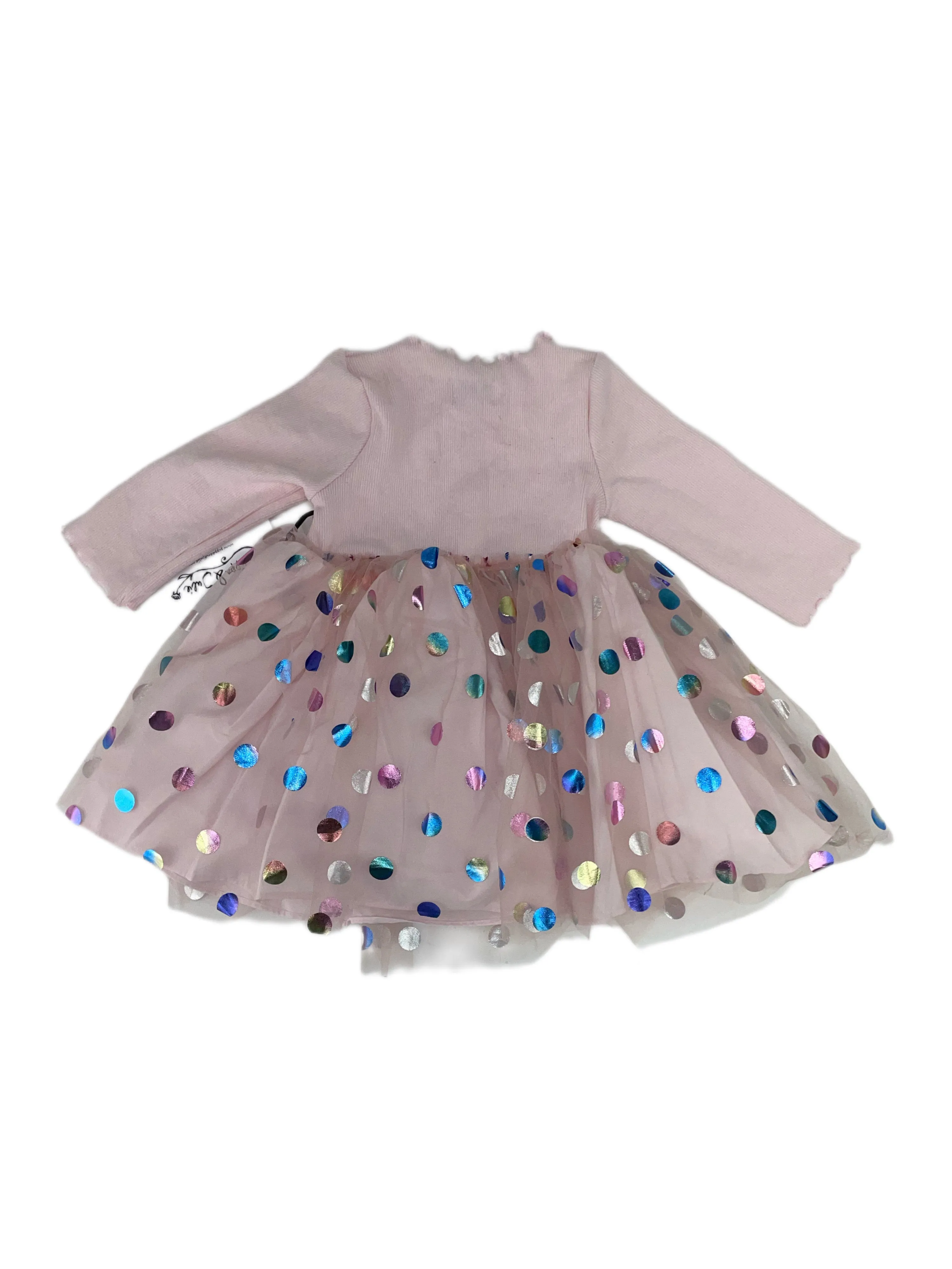 PIPPA & JULIE Disney Girl's Pink Foil Details Float Tulle Dress #100 2T NWT