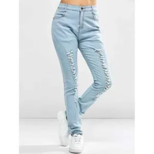 Pocket Distressed Jeans - Medium Blue S