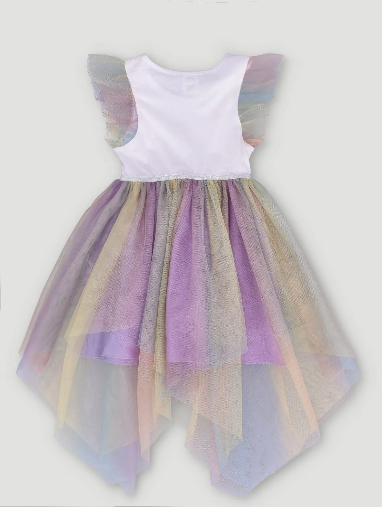 Pre-Girls Frozen Party Dress With Rainbow Tulle