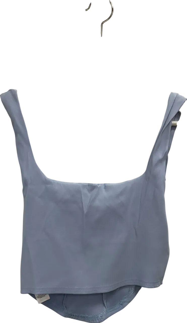 PrettyLittleThing Blue Stretch Woven Dip Hem Corset Top UK 10