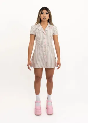 Puff sleeve pinstriped mini dress