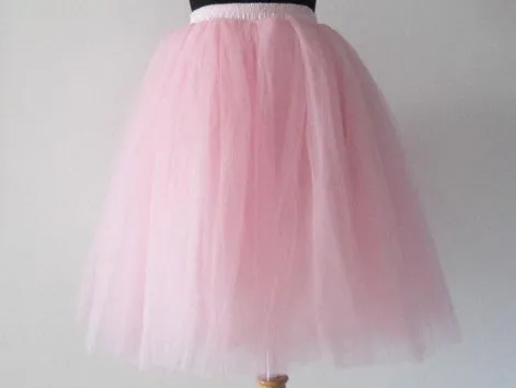 Puff Women Mesh Skirt White Pink Black Ball Gown High waist Knee Length Tulle Jupes Fashion Grunge Jupe Female Tutu Skirts