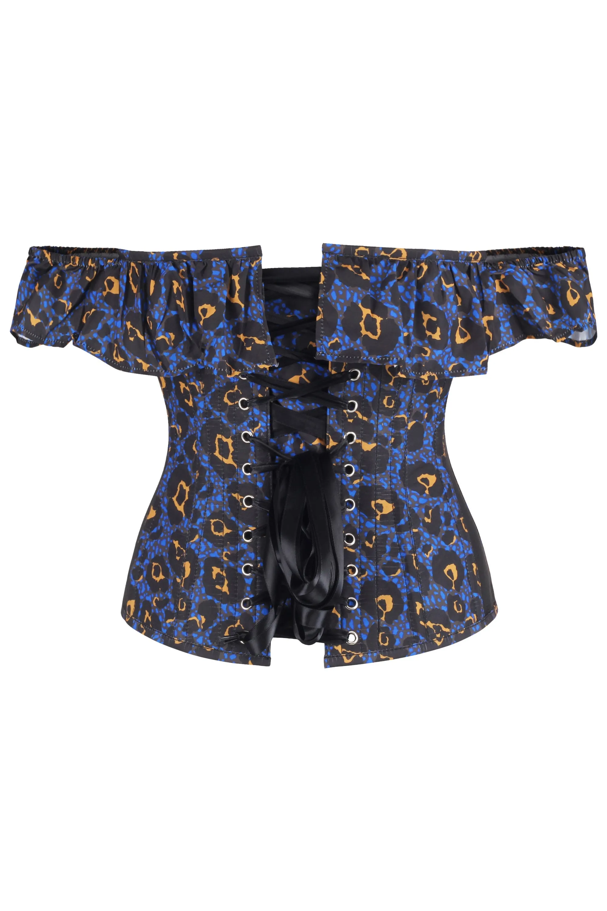 Purple Leopard Print Cotton Overbust With Mesh Panels And Sleeves