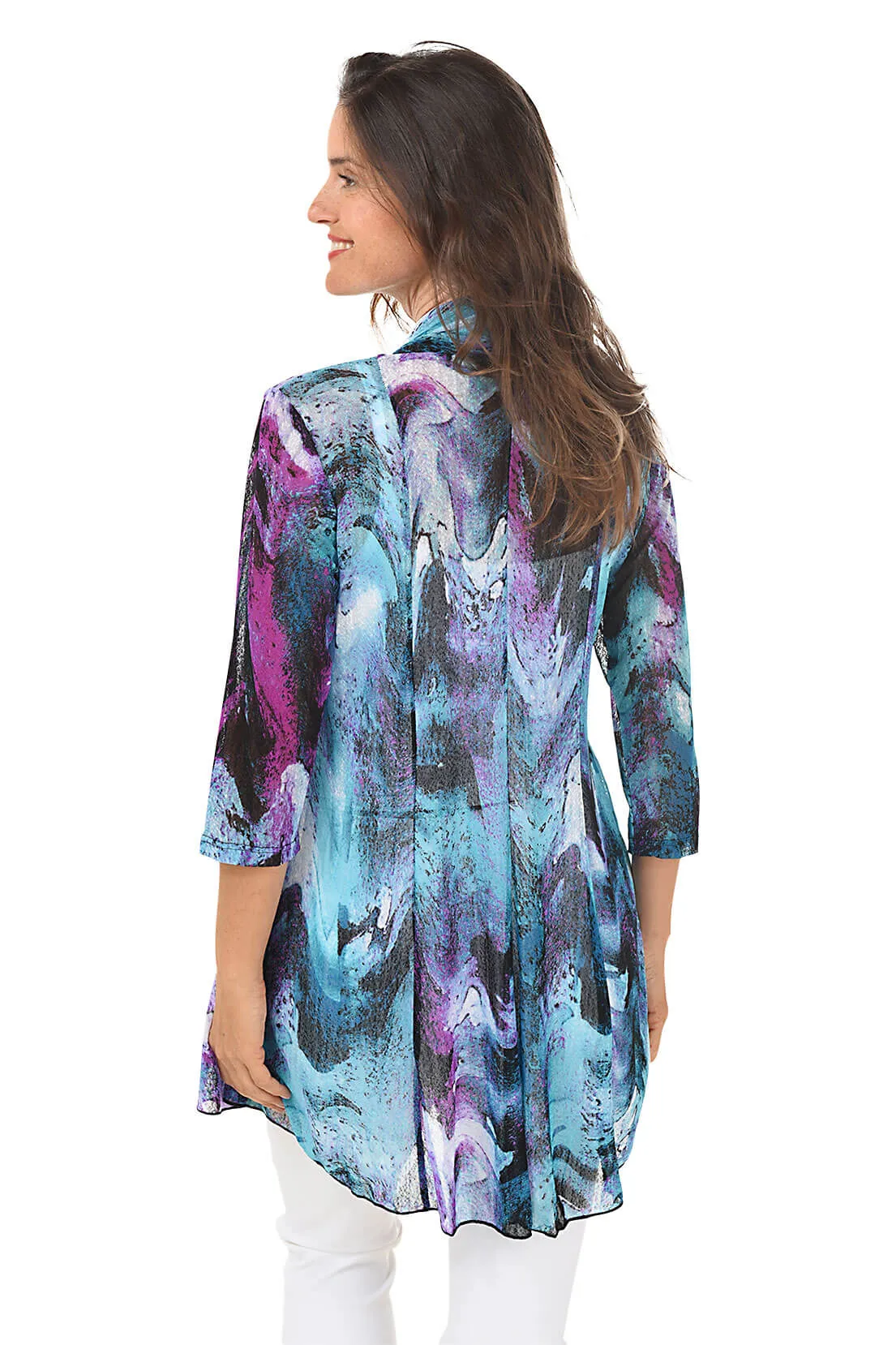 Purple Waterfall Mesh Cardigan