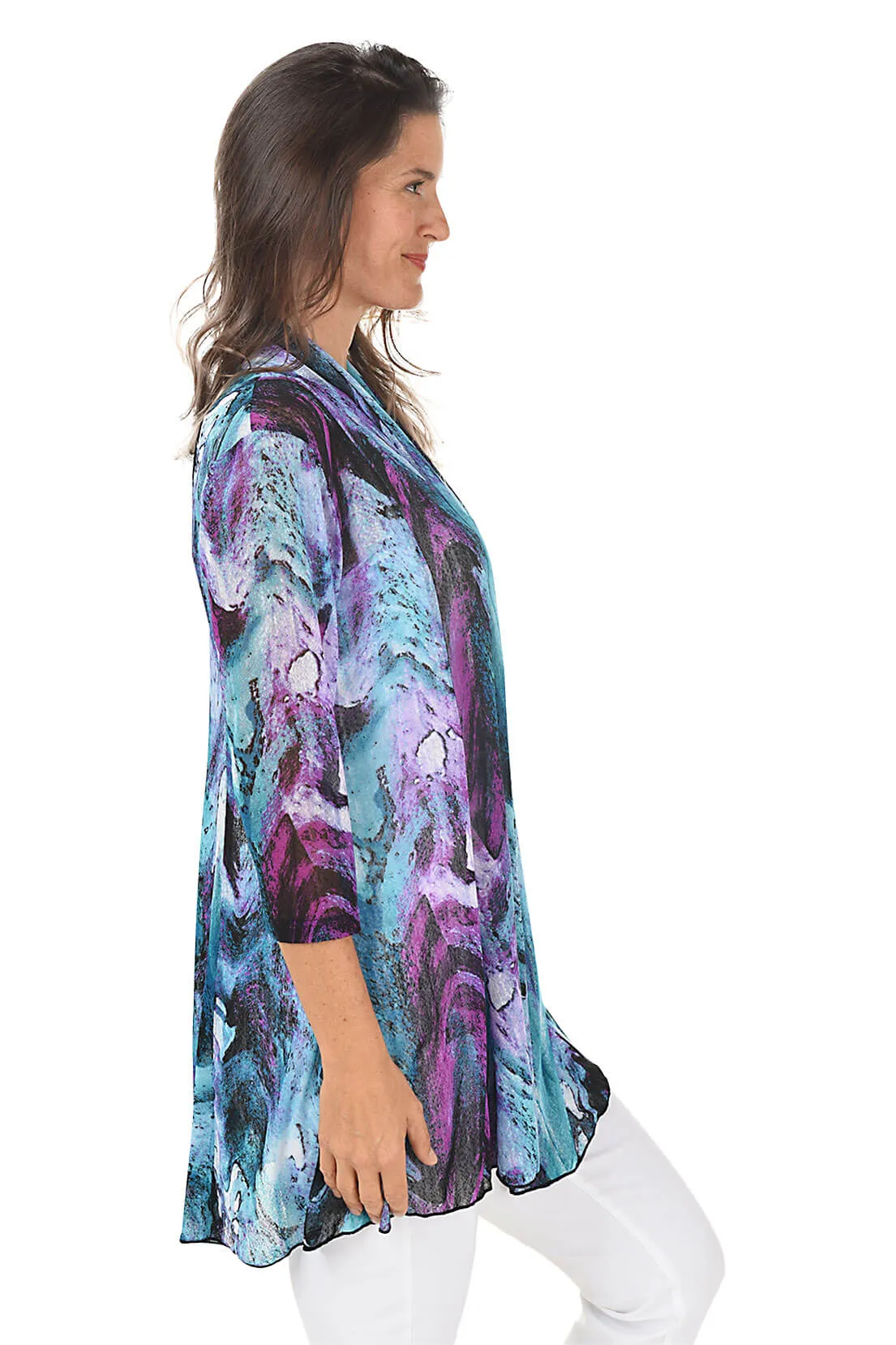 Purple Waterfall Mesh Cardigan