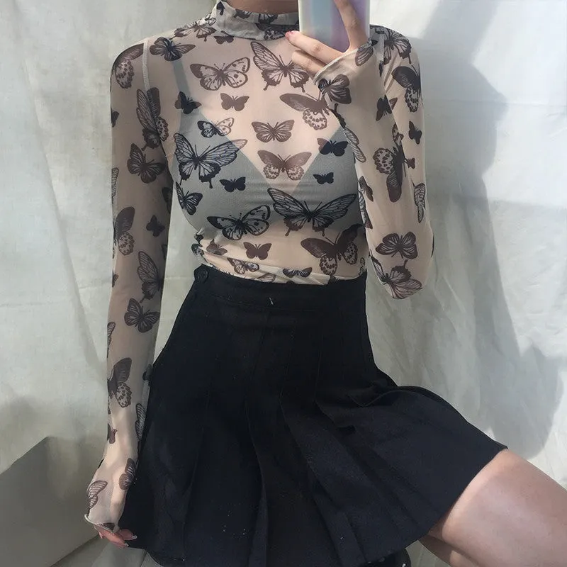"BUTTERFLY THIN MESH" LONG SLEEVE K060401